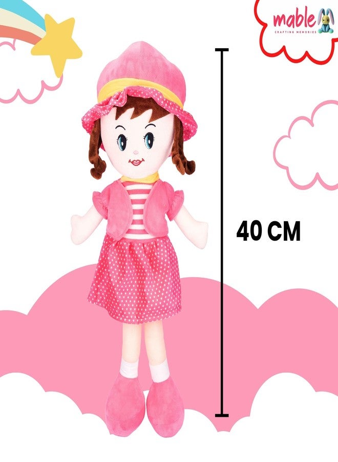 MABLE Winky Doll Soft Plush Toy for Girls | Super Cuddly Stuffed Doll for Kids & Toddlers | Cute Baby Doll Toy for Playtime & Bedtime (Pink, 40CM) - Image 2